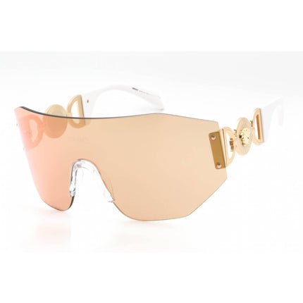 Versace Women's Sunglasses - Gold/White Metal Rimless Shield Frame | 0VE2258 10027J ,