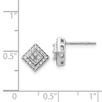 14K White Gold Diamond Post Earrings ,