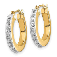 14k Diamond Fascination Round Hinged Hoop Earrings ,