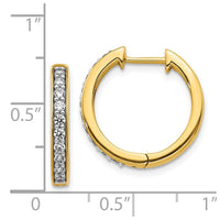 14k Yellow Gold Diamond Hoop Earrings ,
