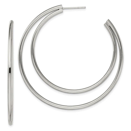 Stainless Steel Polished Post Hoop Earrings ,