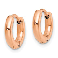 Stainless Steel Polished Rose IP-plated 2.5mm Hinged Hoop Earrings ,