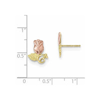 10k Tri-Color Black Hills Gold Rose Post Earrings ,