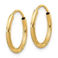 14k 1.5mm Satin Diamond-cut Endless Hoop Earrings ,