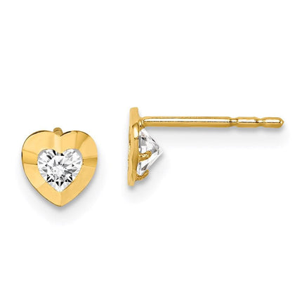 Madi K Kid's 14k CZ Heart Post Earrings ,