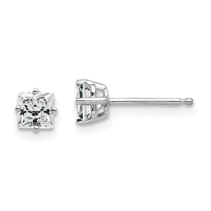 14k White Gold 4mm Cubic Zirconia Earrings ,