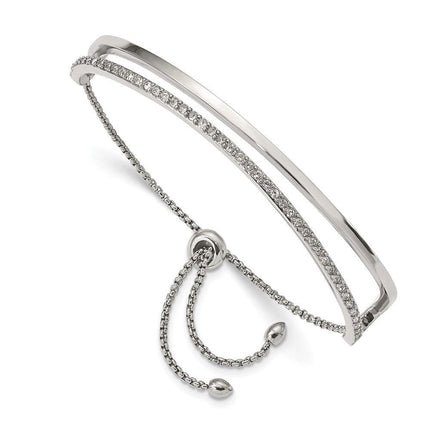 Stainless Steel Polished with Crystals from Swarovski Adjustable Bangle ,