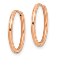 Stainless Steel Polished Rose IP-plated 1.6mm Hinged Hoop Earrings ,