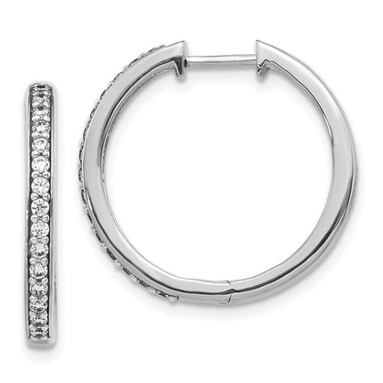 14k White Gold Diamond Hoop Earrings ,