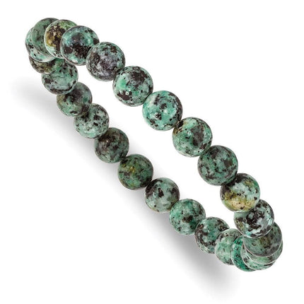 African Pine Agate Beaded Stretch Bracelet ,