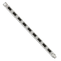 Stainless Steel Black Enamel 9in Bracelet ,