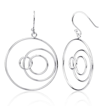 Sterling Silver Multi Open Circles Earrings ,