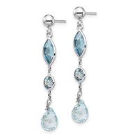 14K WG Blue Topaz Post Earrings ,