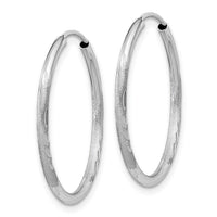 14k White Gold 1.5mm Diamond-cut Endless Hoop Earrings ,