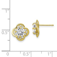 10K Tiara Collection Polished CZ Post Earrings ,