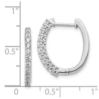 14k White Gold Diamond Hinged Hoop Earrings ,