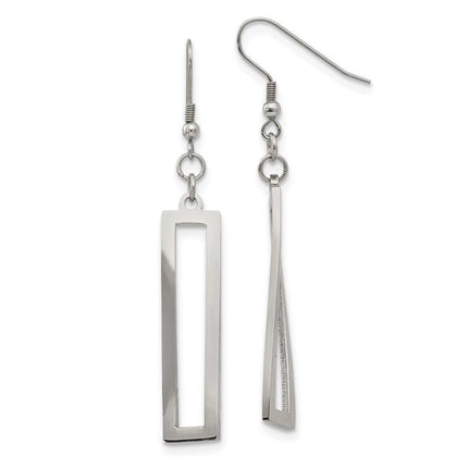 Stainless Steel Polished Twisted Shepherd Hook Earrings ,