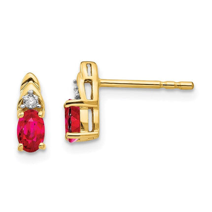 14K Diamond & Ruby Earrings ,