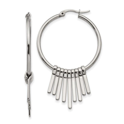 Stainless Steel Polished Hoop Earrings ,
