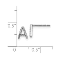14k White Gold Diamond Initial A Earrings ,