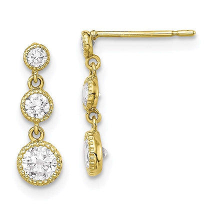 10K CZ Dangle Earrings ,