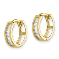 10K CZ Hinged Hoop Earrings ,