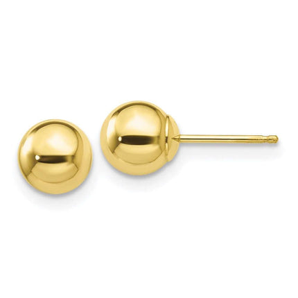 10k Polished 6mm Ball Post Earrings ,