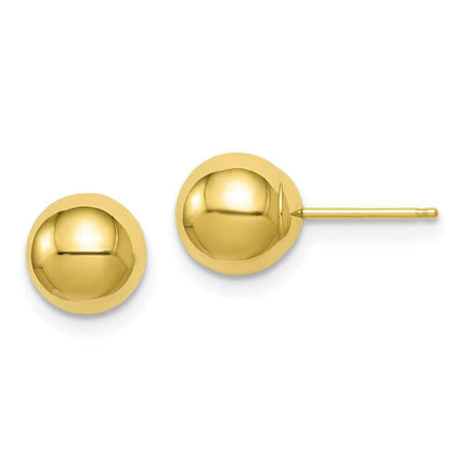 10k Polished 7mm Ball Post Earrings ,