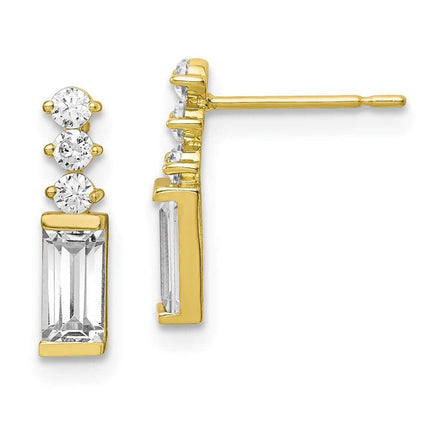 10K Polished CZ Earrings ,