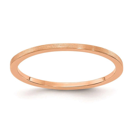 10K Rose Gold 1.2mm Flat Satin Stackable Band ,