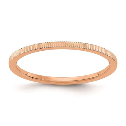 10K Rose Gold 1.2mm Line Pattern Stackable Band ,