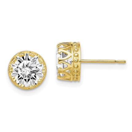 10k Tiara Collection 8mm Polished CZ Earrings ,