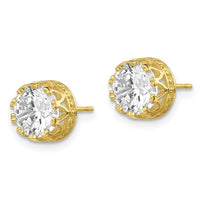 10k Tiara Collection 8mm Polished CZ Earrings ,