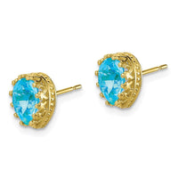 10k Tiara Collection 8mm Polished Pear Sky Blue Topaz Earrings ,