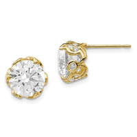 10K Tiara Collection Polished CZ Post Earrings ,