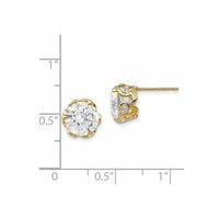 10K Tiara Collection Polished CZ Post Earrings ,