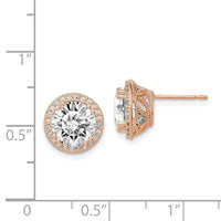 10K Tiara Collection Rose Gold Polished CZ Post Earrings ,