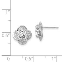 10K Tiara Collection White Gold Polished CZ Post Earrings ,