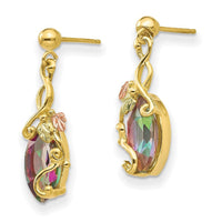 10k Tri-color Black Hills Gold Mystic Topaz Post Dangle Earrings ,
