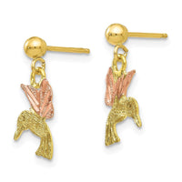 10k Tri-color Black Hills Gold Post Dangle Earrings ,