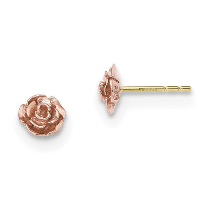 10k Tri-Color Black Hills Gold Rose Post Earrings ,