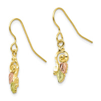 10k Tri-color Black Hills Gold Shepherd Hook Earrings ,