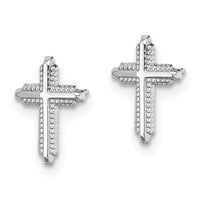 10K White Gold Polished Cross Post Earrings ,