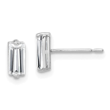 10K White Gold Polished CZ Stud Earrings ,