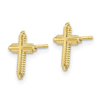 10K Yellow Gold Polished Cross Post Earrings ,