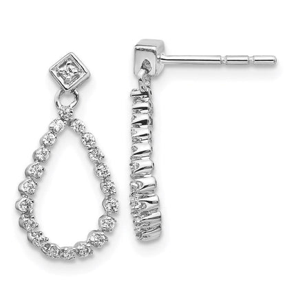 14K White Gold Diamond Post Earrings ,