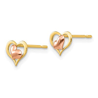 Madi K Kid's 14k Yellow & Rose Gold   Heart Post Earrings ,