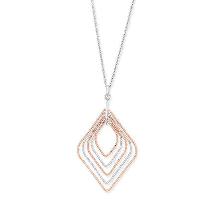 Sterling Silver Diamond Shaped Pendant Necklace ,