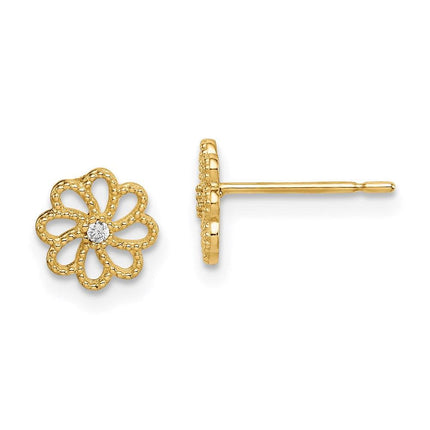 Madi K Kid's 14k CZ Flower Post Earrings ,