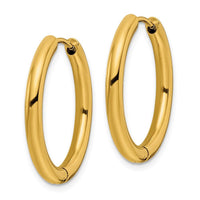 Stainless Steel Polished Yellow IP-plated 3mm Hinged Hoop Earrings ,
